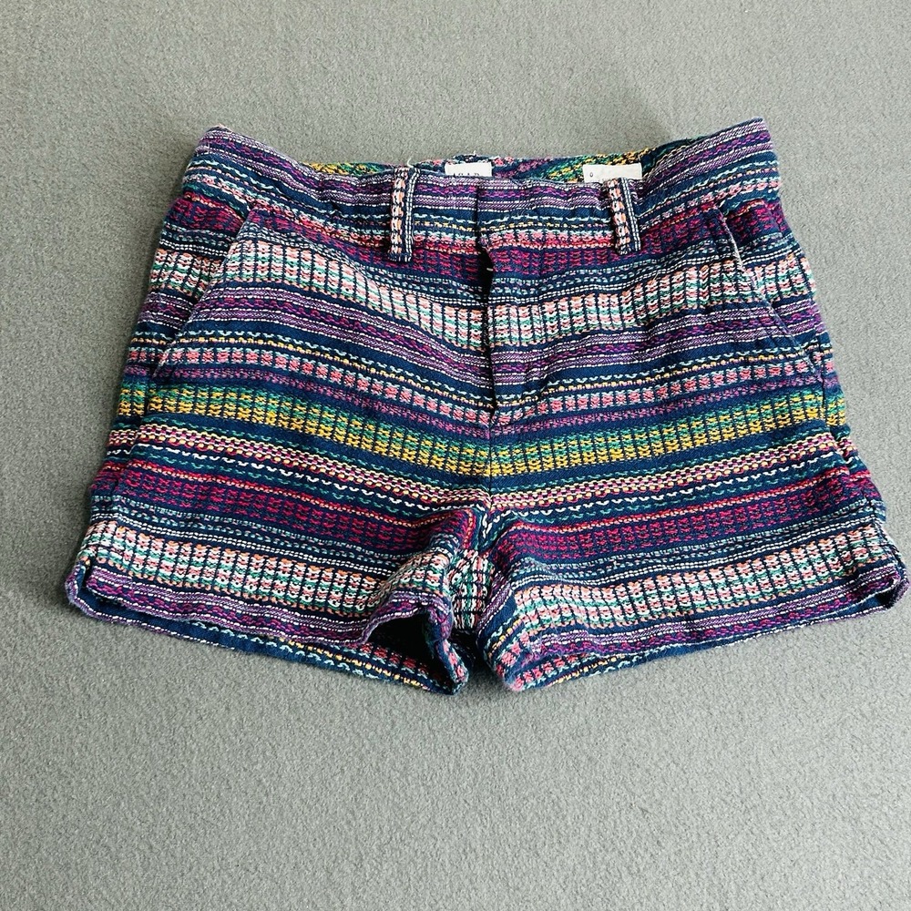 GAP City Shorts Multicolor Woven Stripe Rainbow Cotton Festival Boho Hippie Sz 0
